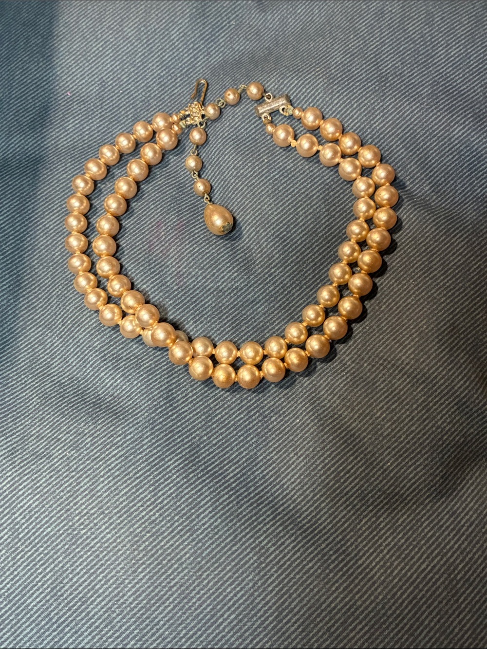 Vintage Pink-Tone Double Strand Beaded choker